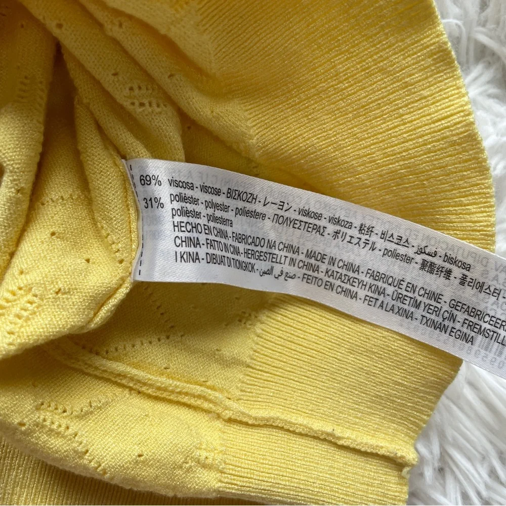Zara Pointelle Knit Short Sleeve Polo Sweater Top - Picture 6 of 7
